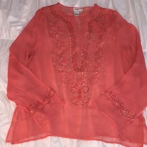 100% Silk Venus Embellished Tunic Sz M